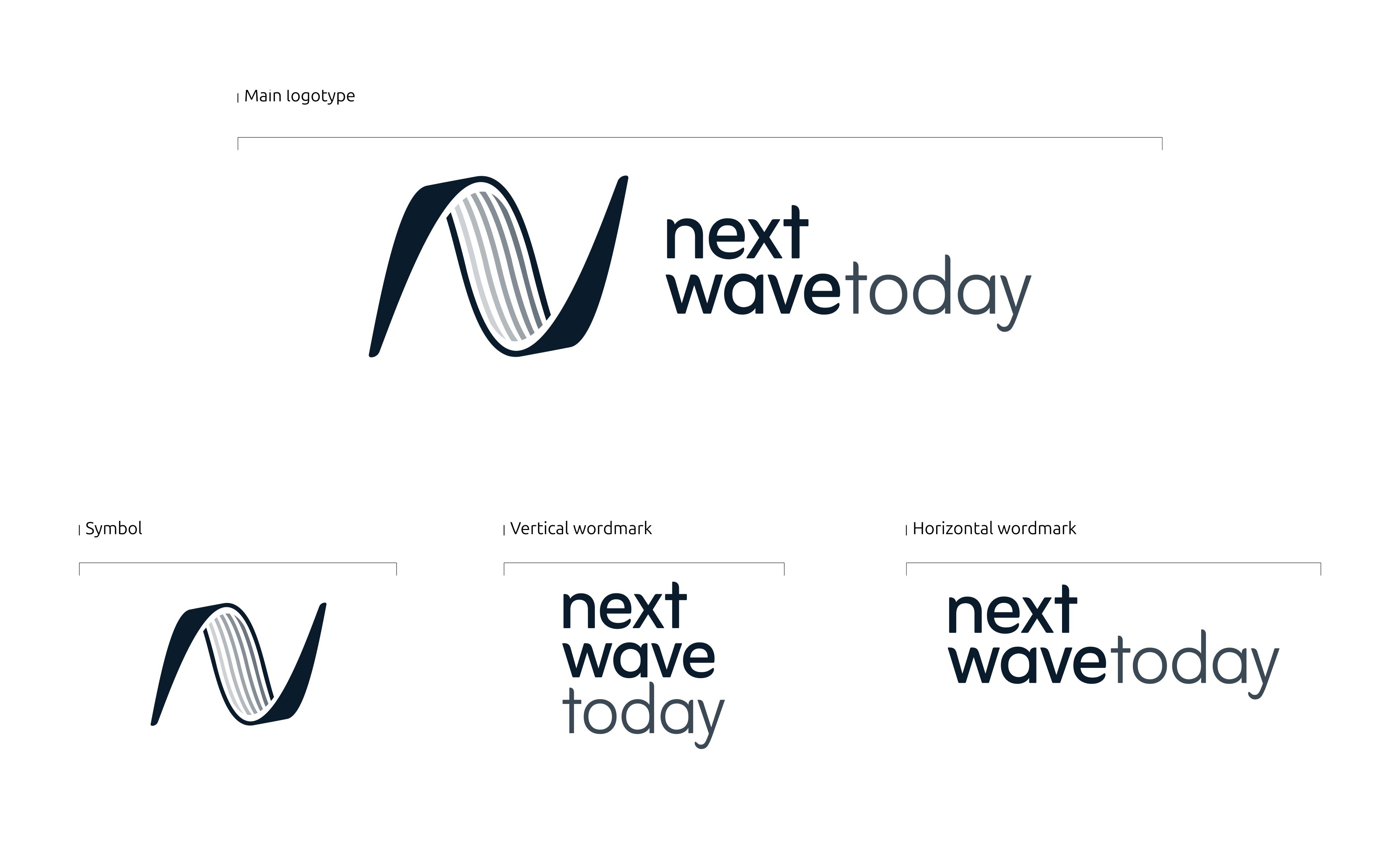Logotype variations for Next Wave Today branding